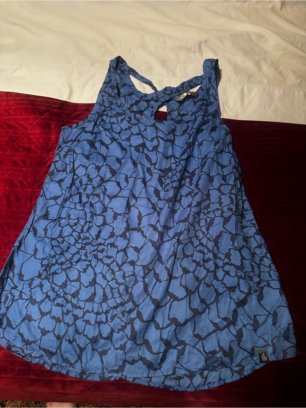 The northface woven breeze back Blue Patterned Sleeveless Swing Tank Top large